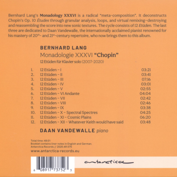 Bernhard Lang: CD Monadologie XXXVI, Cover Seite 2