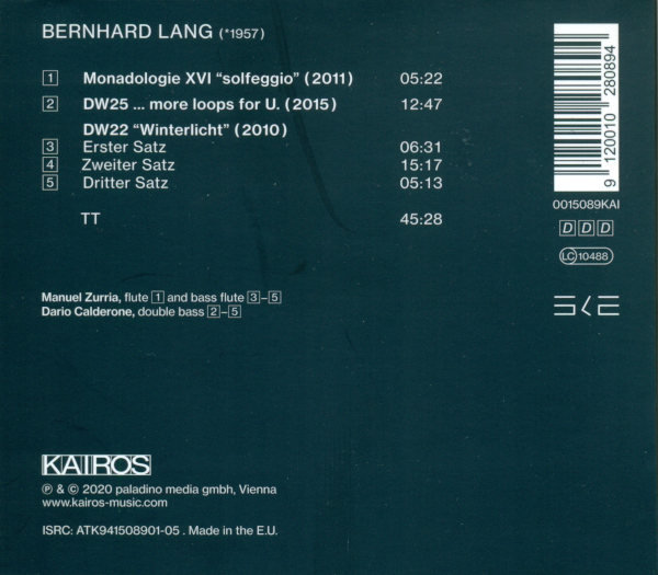 CD-Cover S. 2 Flute & Bass; Manuel Zurria, Dario Calderone