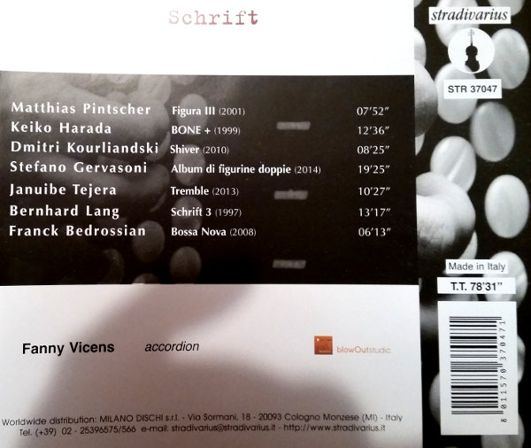 CD mit Schrift 3 von Bernhard Lang, CD Cover Seite 2